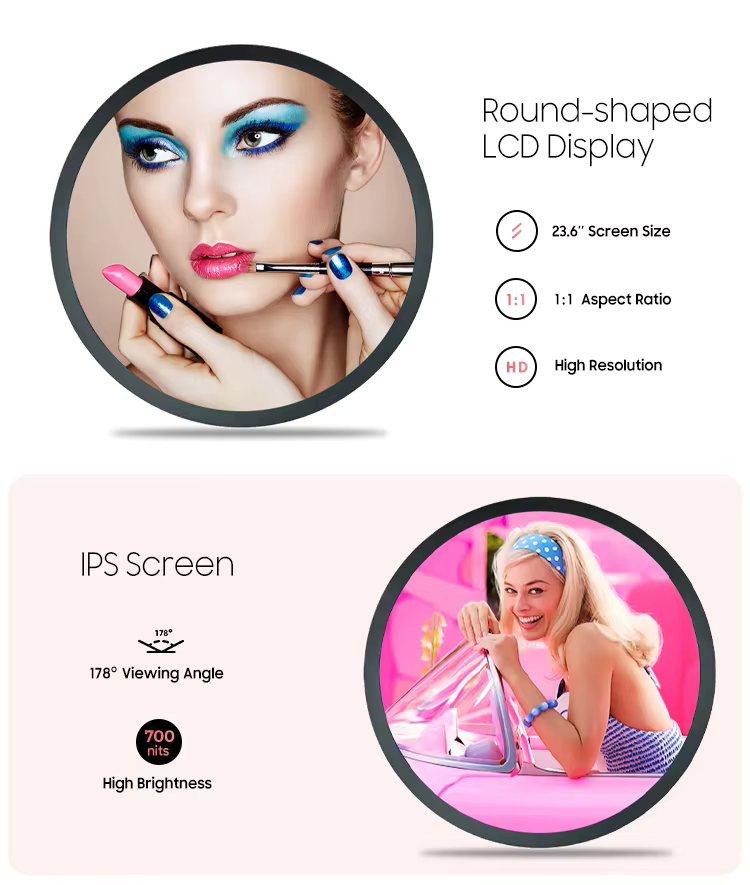 round lcd monitor 23.6 inch circular touch screen drawing 2